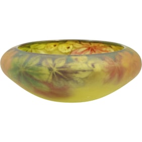 Scarce and Rare PAIRPOINT AMBORO Art Glass Bowll with Waterlilies, Signed AMBORO, 11.5 in. dia.