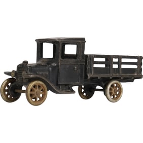 1920s Antique Arcade Cast Iron Toy Ford Model T Stake Truck in Original Paint Finish