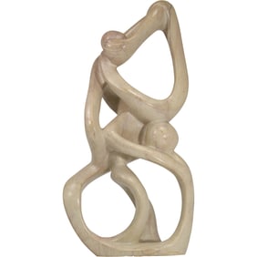 Modern Design Figural Sculpture in Beige Color Composite Marble Stone 19 in. height