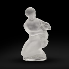 Lalique crystal figurine titled "Diana the Huntress with Fawn." 4.5 in. height