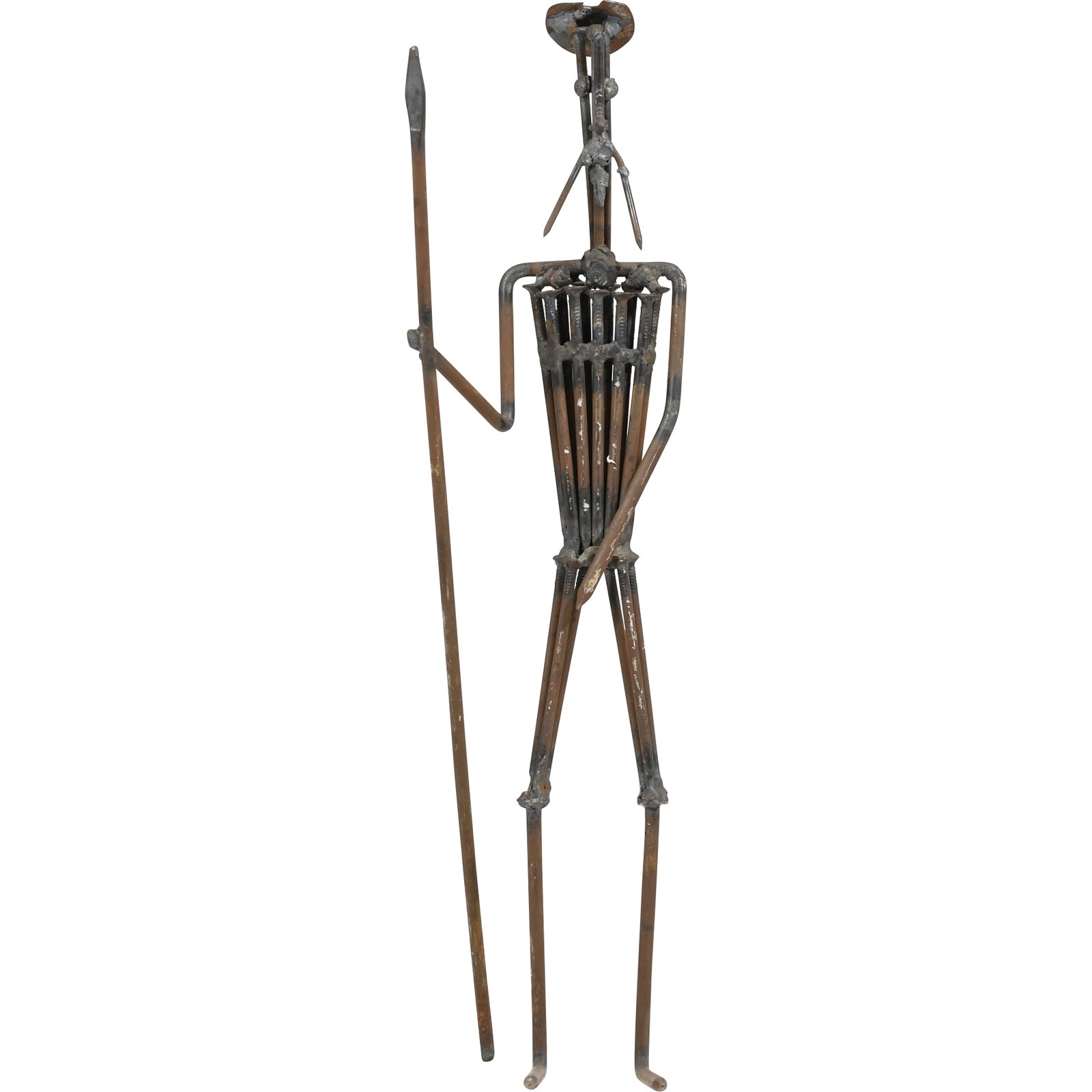 Brutalist Don Quixote Statue Metal Sculpture Gladiator Made with Steel Nails, 17.75 in. height: Brutalist Don Quixote Statue Metal Sculpture Gladiator Made with Steel Nails, 17.75 in. height. size: 17.75h 4.5w S:C