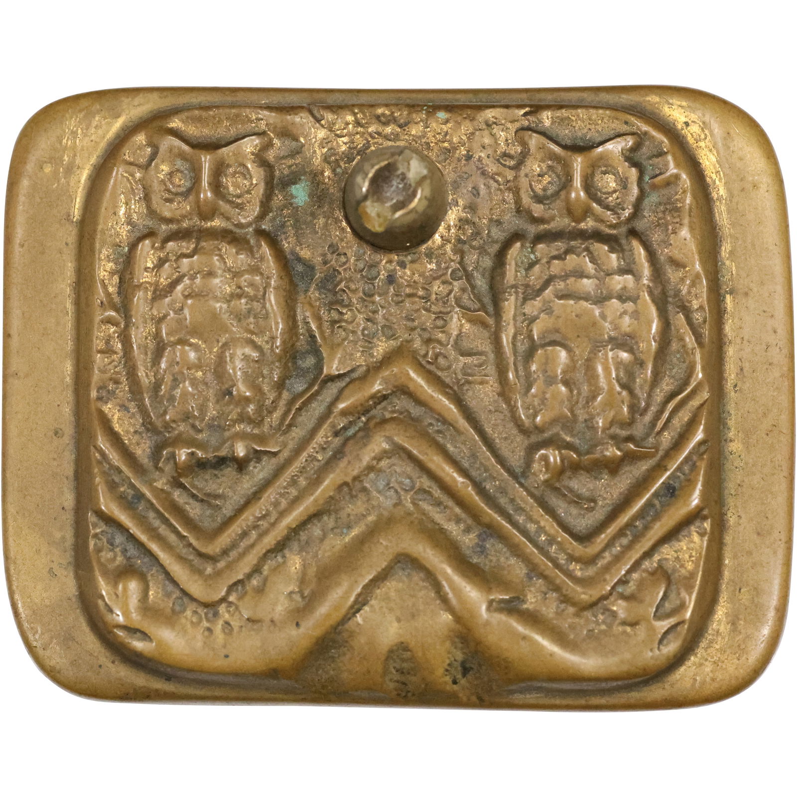 Antique Bronze Paperweight American Indian-style Owl pattern. 3 in. x 3.75 in. (1 of 11)