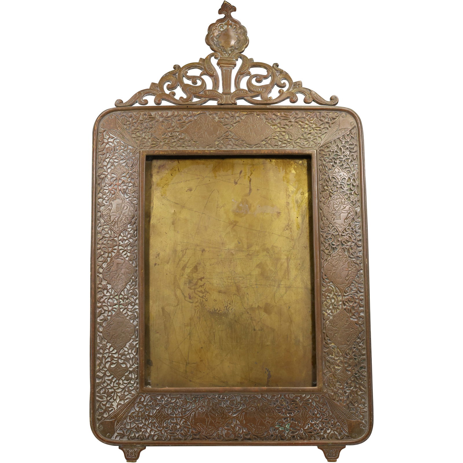 19th C. Bronze Art Nouveau Easel Back Large Picture Frame Ornate Border 24 in. x 14 in. (1 of 11)