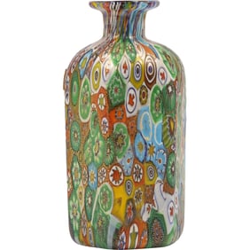 Murano glass millefiori vase. The term "millefiori" means "a thousand flowers", 5.5 inches height