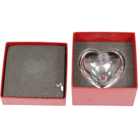 Baccarat Crystal Glass Puffed Heart Paperweight in Original Box