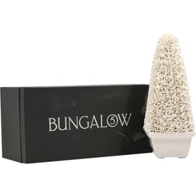 Bungalow 5 Mayfair Tall Boxwood Topiary in Blanc De Chine porcelain in Original Box. 13 in. height