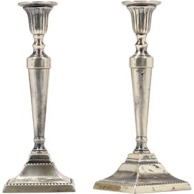 Pair English Tall Silver Plate Candlesticks 10.5 inches height