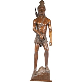Native American Indian Warrior Cigar Cigarette Tobacco Sculpture Wood 35 inches height