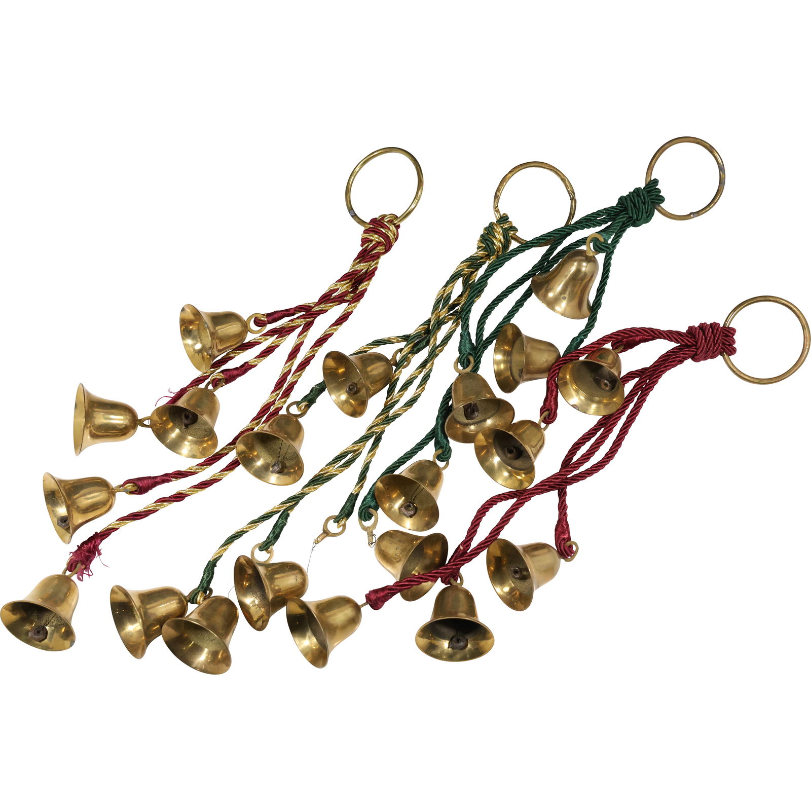 4 Assorted Shanks of Brass Christmas Sleigh Bells or Door Bells 24 inches length (1 of 11)