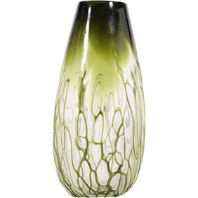 Blown Glass Studio Art Vase With Seaweed Veins Pattern Vintage 13 in. height x 6 in. wide