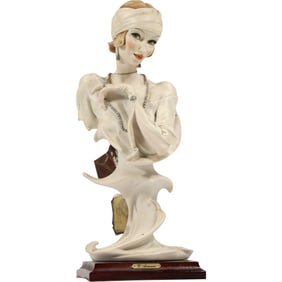 Flapper Girl figurine bust titled "Temptation" by Italian sculptor Giuseppe Armani, 14 in. height