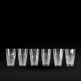 Signed set of 6 Waterford Lismore crystal highball glasses