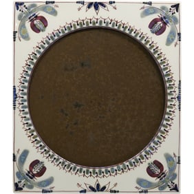 vintage ceramic mirror with a faience frame designed by Berte Jessen for Royal Copenhagen