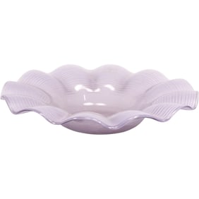 "Laslo for Mikasa Purple Lavender Flower Frosted Ruffled Large Glass Bowl". 14.5 in. diameter