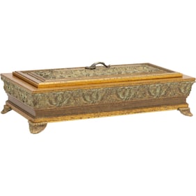 Decorative Rococo-style jewelry or trinket box made of a Resin Composite 16 in. length