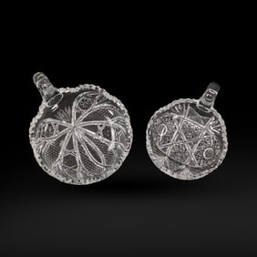 2 American Brilliant Cut Crystal Glass Nappies
