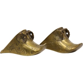 19th C. Spanish Colonial brass slipper stirrups made into Wall Light Sconces