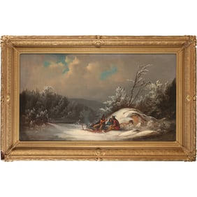 IMPORTANT OIL PAINTING Alfred Jacob Miller (1810 - 1874) American, Indians By Camp Fire