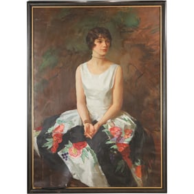 Henry R. Rittenberg (1879 - 1969) Oil on Canvas Painting Portrait of Caroline Rittenberg, Signed