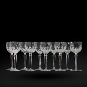 Set 10 Signed Waterford Crystal Sheila Wine Hock Glass [6 have a chip]