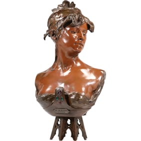 Bronze bust titled "Bohème Orientale" by the Italian-French sculptor Renzo Colombo (1856-1885