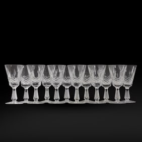 Set 12 WATERFORD CRYSTAL KENMARE WHITE WINE GLASSES, 5.5 in. height