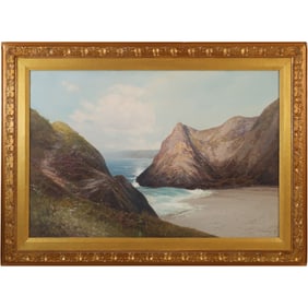 William Trost Richards (1833 - 1905) American, Watercolor Painting Seascape, Provenance on Verso
