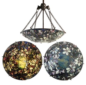 RARE * SCARCE STELZ STUDIOS, Pate De Verre Art Glass Chandelier Magnolia