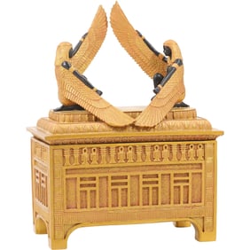 Ancient Egyptian Double Isis Trinket Jewelry Box / Egyptian Ark of the Covenant Replica Bronze Resin