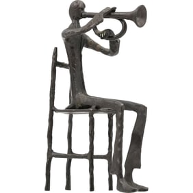Bronze Sculpture of a Trumpet Player Seated in a Chair 9 in. height x 5.5 in. wide