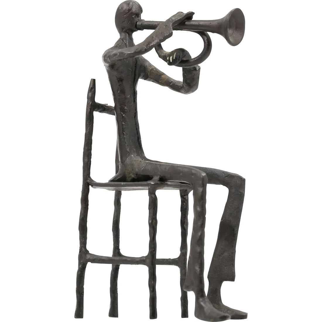 Bronze Sculpture of a Trumpet Player Seated in a Chair 9 in. height x 5.5 in. wide (1 of 10)
