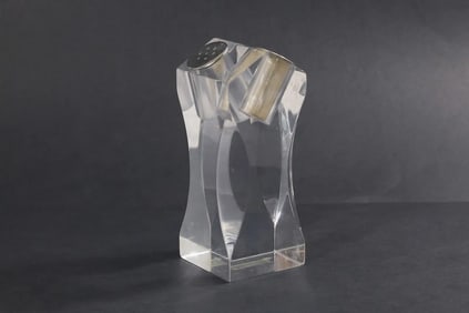 Vintage Astrolite Clear Lucite Salt and Pepper Shaker Sculptural Acrylic 1970s Ritts Company LA
