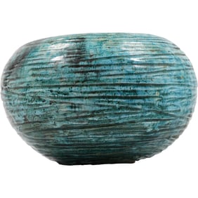 Signed Warren Pardi 1930 Handmade Round Ceramic Pottery Blue Vase