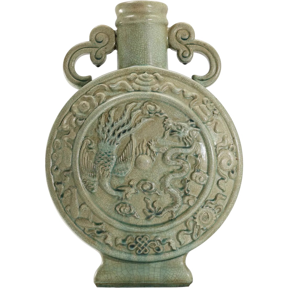 Green Chinese Celadon Mood Flask / Vase / Bottle 15 in. height x 10 in. wide x 4 in. depth (1 of 18)