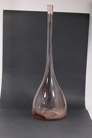 Tall 26 Inches Height Long Bottle Neck Pink Glass Vase , Mid-Century Modern
