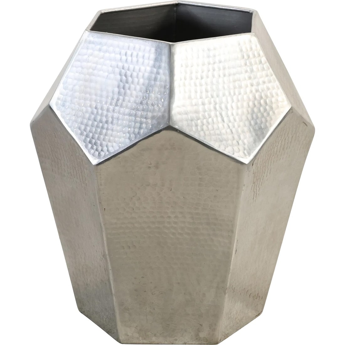 Modern Design Honeycomb Polished Aluminum Umbrella Holder: " This item requires an appointment scheduled via email (donny@donnymaloneauctions.com) at least 24 hours before pick-up. Modern Design Honeycomb Polished Aluminum Umbrella Holder. mid size: 21 x 19"