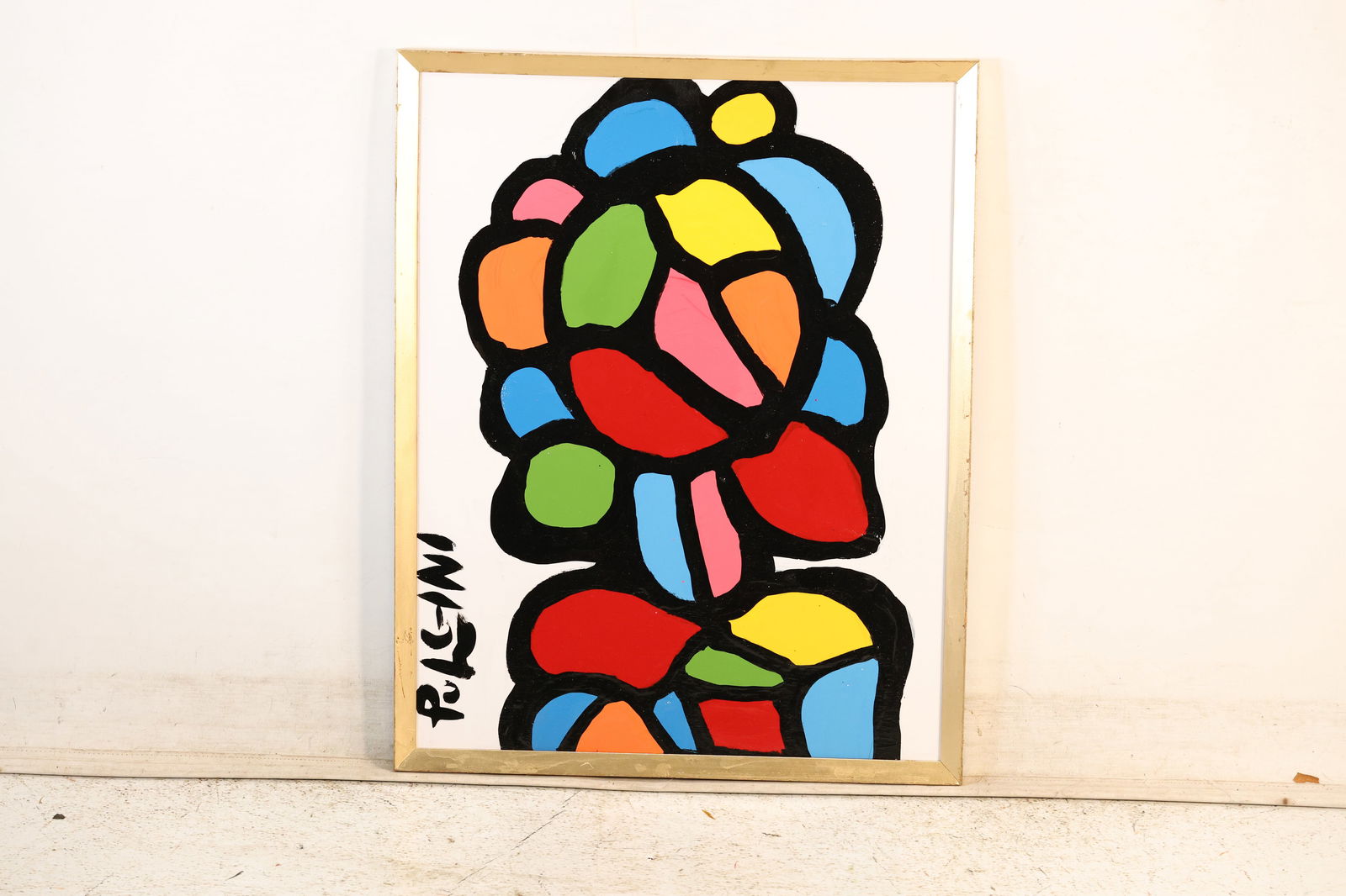 Thomas Pulgini, American, Pop-Art Abstract Oil on Board Painting Colored Shapes "Portrait" (1 of 18)