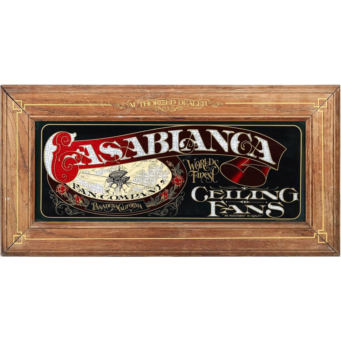 Painting on Glass Advertising Sign: Casablanca Fan Company, Ceiling Fans. c. 1980 The Hensley Co (1 of 15)