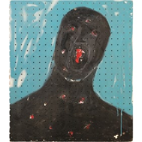 Black Man Portrait titled "War" by Hamlet Zurita 2008 NYC, Oil Painting on Panel Board