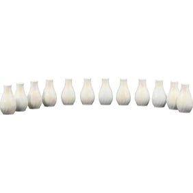Set of 12 Pearl Iridescent WEDGWOOD England Porcelain Table Top Bud Vases 3.5 in. height