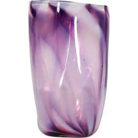 Attrib Kosta Boda Purple Amethyst Swirl Art Glass Vase 11 in. height x 7 in. wide