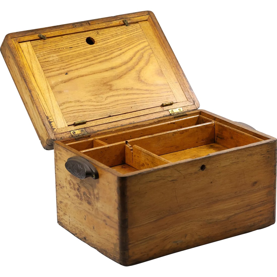 Small Wooden Antique Tool Box with Inside Till Compartmant, Handles Sides 9 in. x 9.5 in. x 13.75 in (1 of 12)