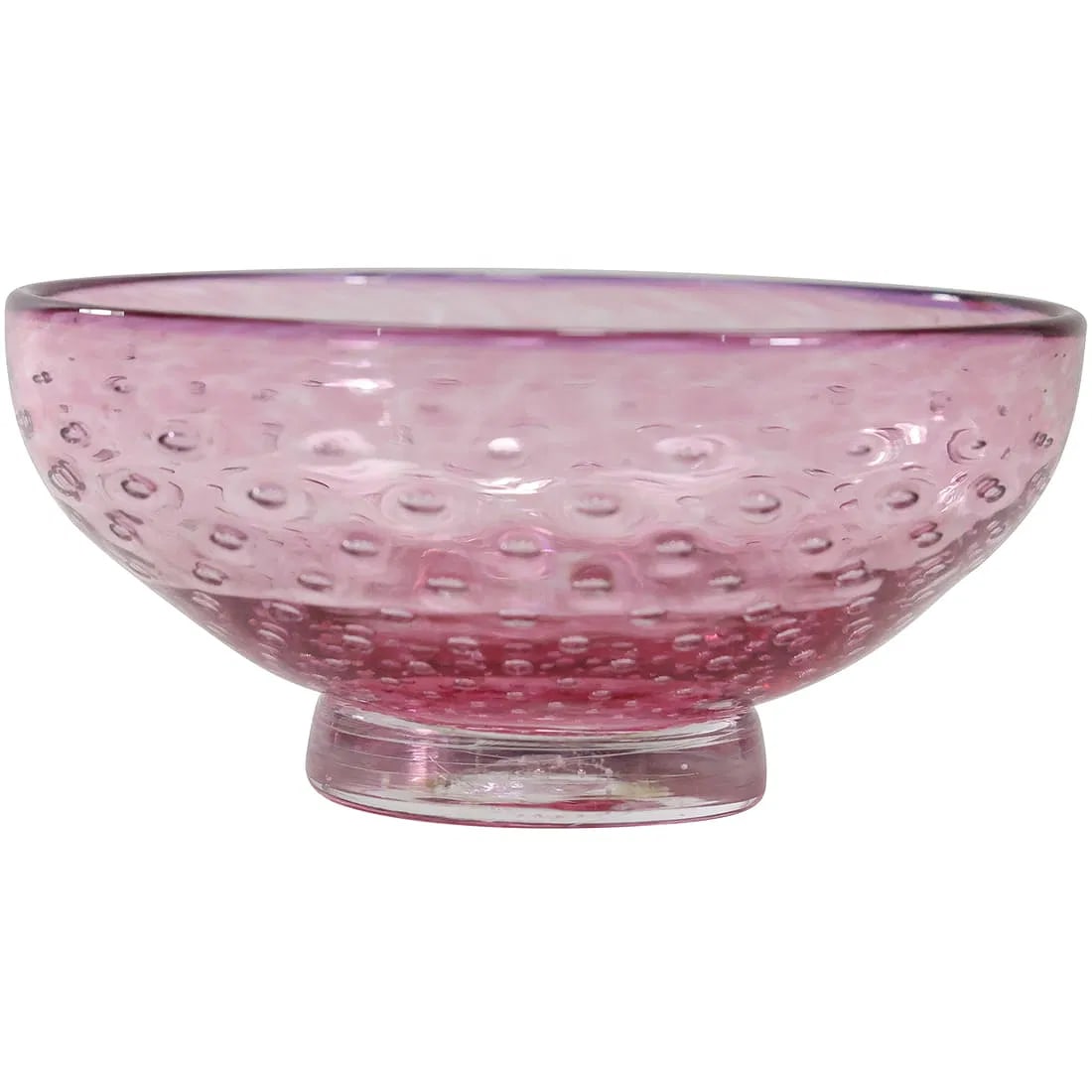 Signed Eben Horton Cranberry Art Glass Controlled Bubble Footed Bowl 6.5 in. diameter (1 of 11)