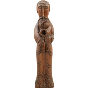 Vintage Carved Wooden Church Figure depicting Saint Peter, 30 inches height