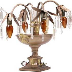 Circa 1920s Art Deco Centerpiece Table Top Urn Lamp, 18 in. height