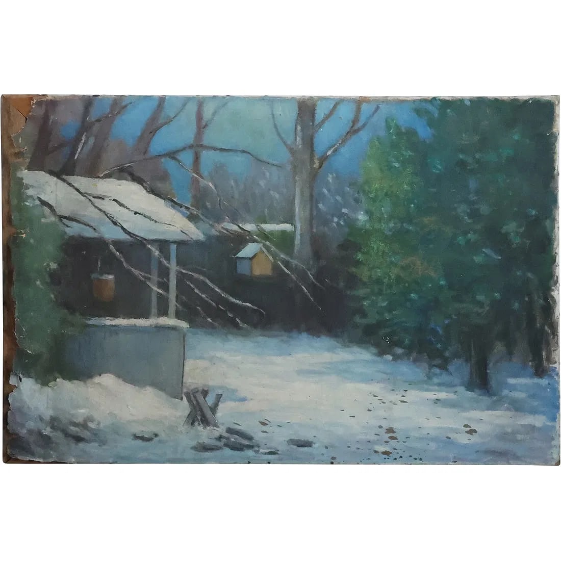 Bert Gardner Hansalpakar 1900-1989 American, Oil on Canvas Painting "The Old Barn": This item requires an appointment scheduled via email (donny@donnymaloneauctions.com) at least 24 hours before pick-up. size: Bert Gardner Hansalpakar 1900-1989 American, Oil on Canvas Painting "The O