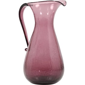 Blenko #579 Amethyst Glass Pitcher Vase, designed by Wayne Husted, 11 in. height x 5 in. wide