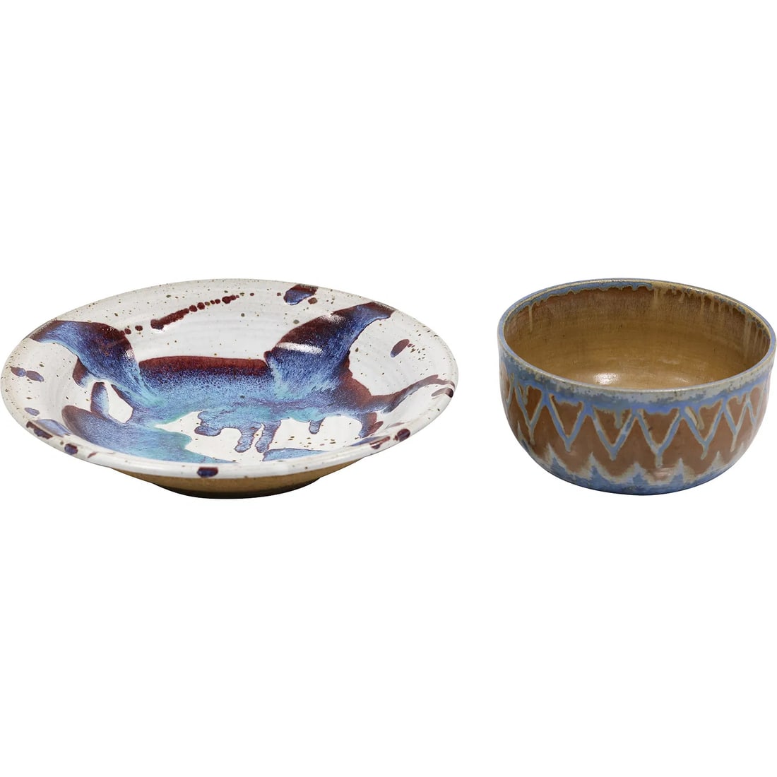 2 Glazed Studio Art Pottery Bowls, Artist Signed (1 of 15)