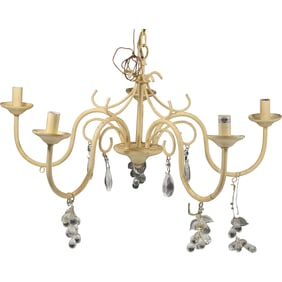 Country French 4-Arm Electric Candlelight Chandelier Accented with Crystal Prisms 24 in. dia.