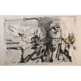 Mixed Media Artist Signed Portrait of Man in Distress 30 in. x 48 in.